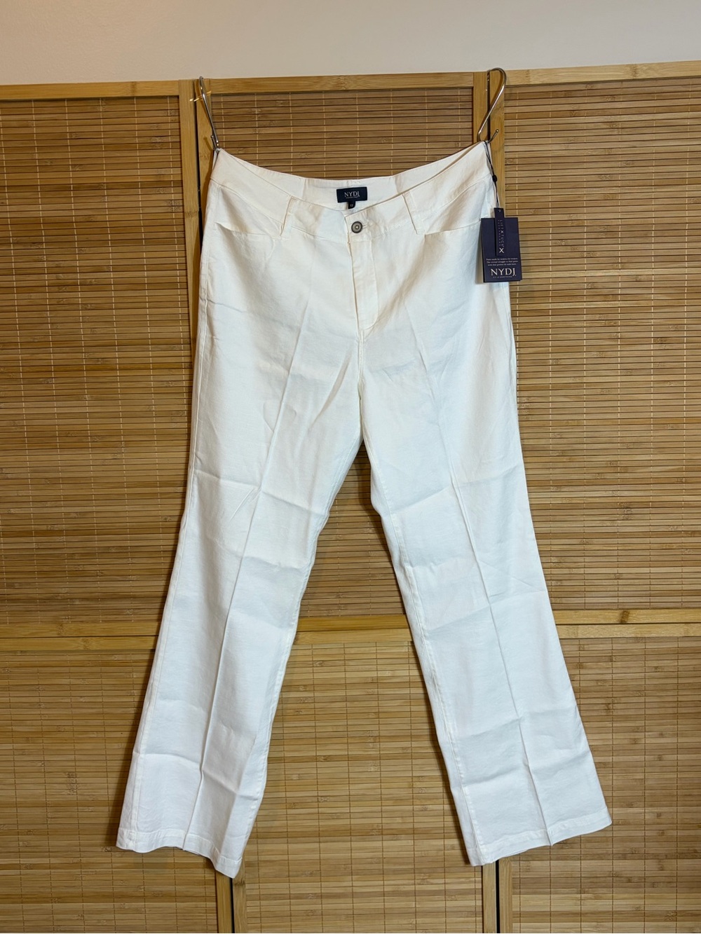 NYDJ Teresa Trouser White Linen Pants Sz 12-14 (Waist 35 inch)